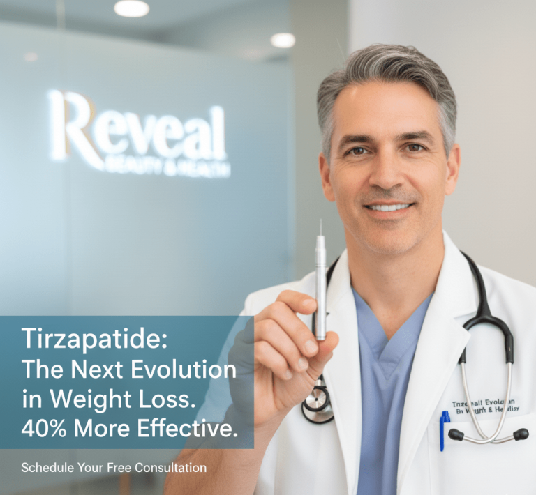 Tirzepatide dual-action GIP and GLP-1 weight loss injection at Reveal Beauty and Health